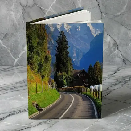 Winding Alpine Road Switzerland Snow Mountains