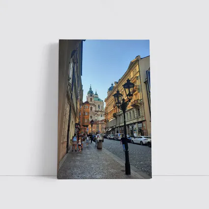 Prague Old Town Cobblestone Street Baroque Church