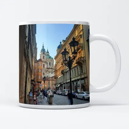 Prague Old Town Cobblestone Street Baroque Church