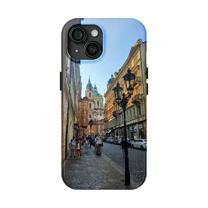 Prague Old Town Cobblestone Street Baroque Church