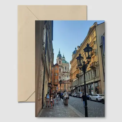 Prague Old Town Cobblestone Street Baroque Church