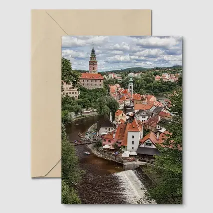 Cesky Krumlov Old Town River Aerial View