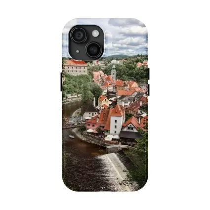 Cesky Krumlov Old Town River Aerial View