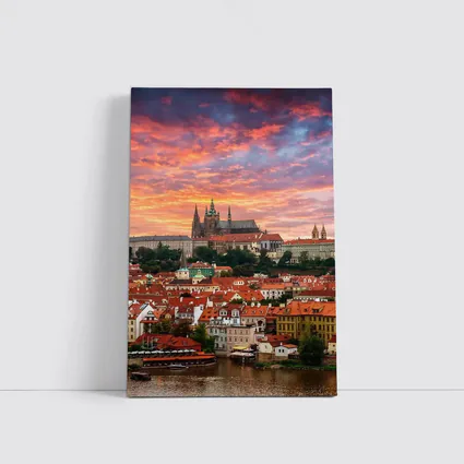 Prague Castle Skyline at Dramatic Sunset
