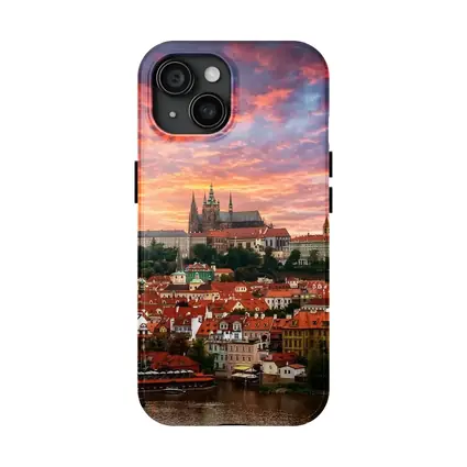 Prague Castle Skyline at Dramatic Sunset