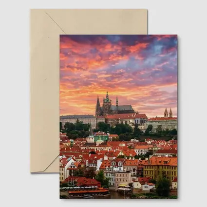 Prague Castle Skyline at Dramatic Sunset