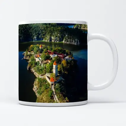 Medieval Castle Island Surrounded By Blue Lake