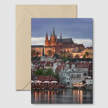 Prague Castle Skyline At Dusk Cityscape