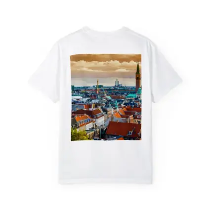 Copenhagen City Skyline Aerial Rooftop View