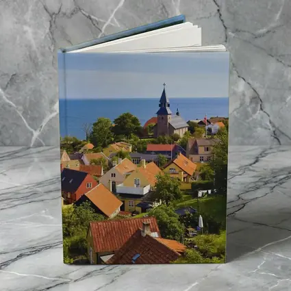 Danish Coastal Village Church Rooftops Ocean View