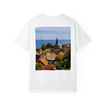 Danish Coastal Village Church Rooftops Ocean View