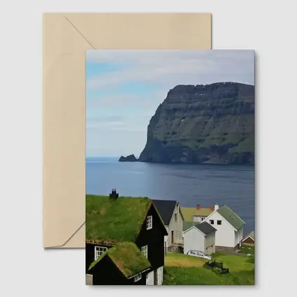 Faroe Islands Village Cliffside Ocean View