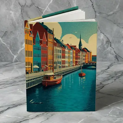 Copenhagen Nyhavn Canal Colorful Buildings Retro Art