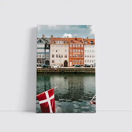 Nyhavn Canal Colorful Buildings Danish Flag