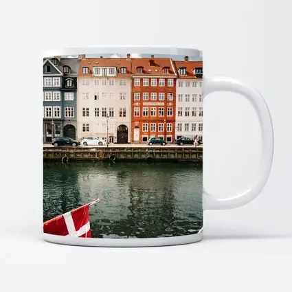 Nyhavn Canal Colorful Buildings Danish Flag