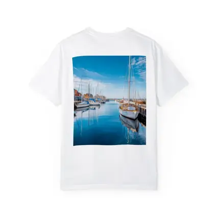 Sailboats Moored in Calm Blue Harbor