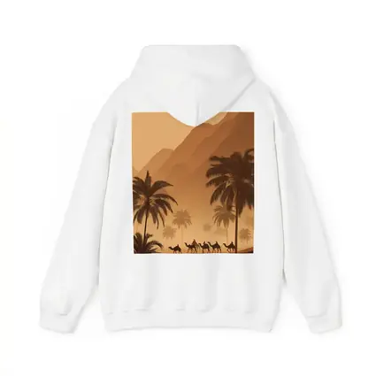 Camel Caravan Desert Palm Trees Mountains