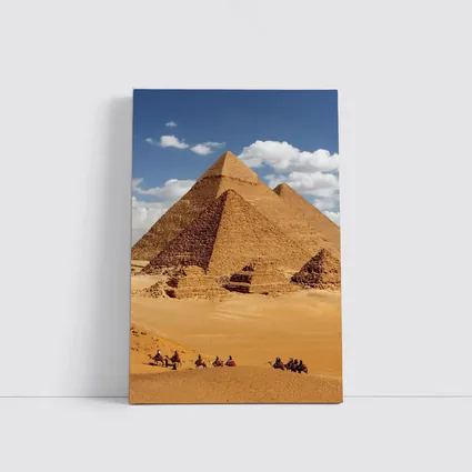 Pyramids of Giza Egypt Desert Camel Caravan