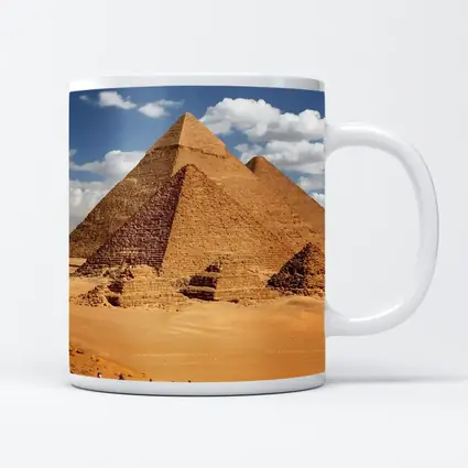 Pyramids of Giza Egypt Desert Camel Caravan