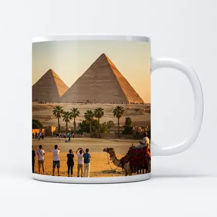 Pyramids of Giza Camels Desert Egypt