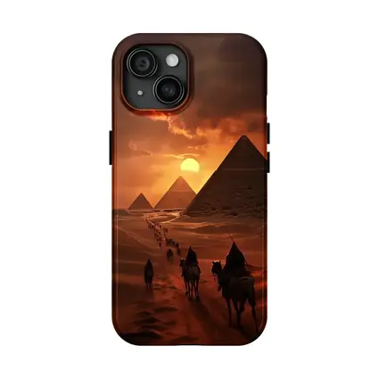 Camel Caravan Giza Pyramids Desert Sunset