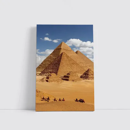 Giza Pyramids Camel Caravan Desert Egypt