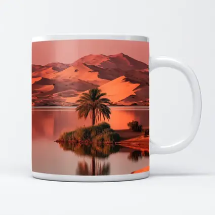 Desert Oasis Palm Tree Sand Dunes Sunset