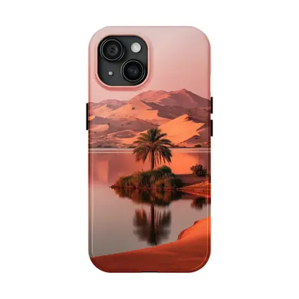 Desert Oasis Palm Tree Sand Dunes Sunset