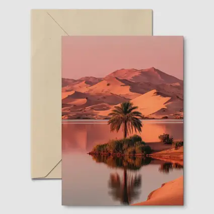Desert Oasis Palm Tree Sand Dunes Sunset