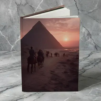 Horses Riding Past Giza Pyramid At Sunset
