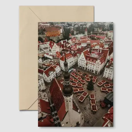 Tallinn Old Town Aerial Christmas Market View