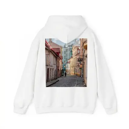 Old Town Cobblestone Street Pastel Buildings