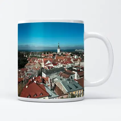 Tallinn Old Town Aerial View Baltic Sea
