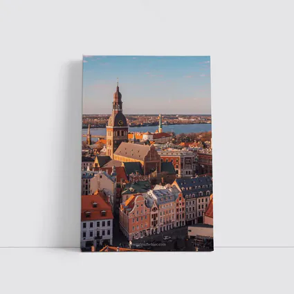 Riga Old Town Cathedral Aerial City View