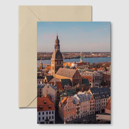 Riga Old Town Cathedral Aerial City View