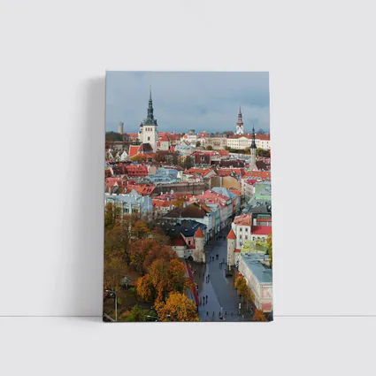 Tallinn Old Town Aerial Autumn City View