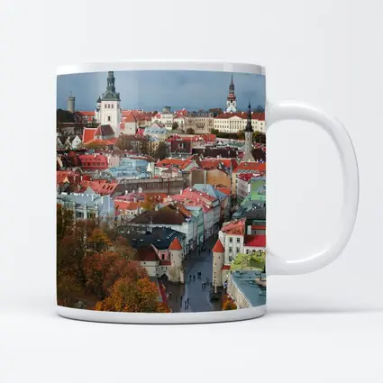 Tallinn Old Town Aerial Autumn City View