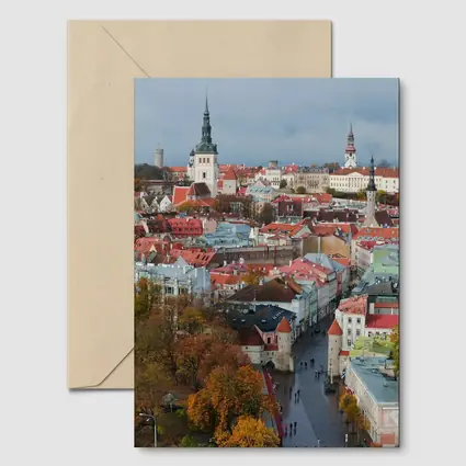 Tallinn Old Town Aerial Autumn City View