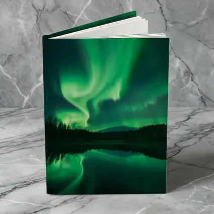 Northern Lights Reflected Over Forest Lake