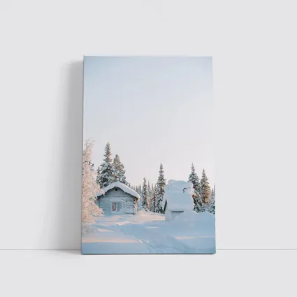 Snow Covered Log Cabin Winter Forest