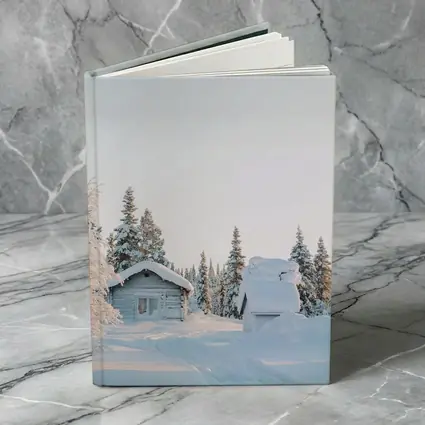 Snow Covered Log Cabin Winter Forest