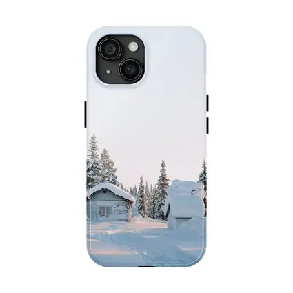Snow Covered Log Cabin Winter Forest