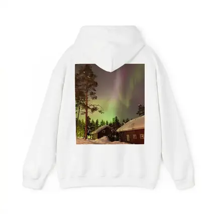 Northern Lights Over Snowy Winter Cabins