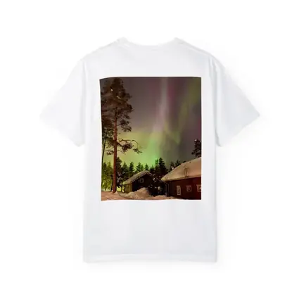 Northern Lights Over Snowy Winter Cabins