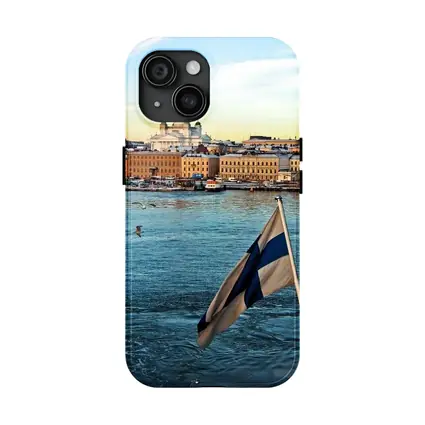 Helsinki Cathedral Finland Flag Harbor View