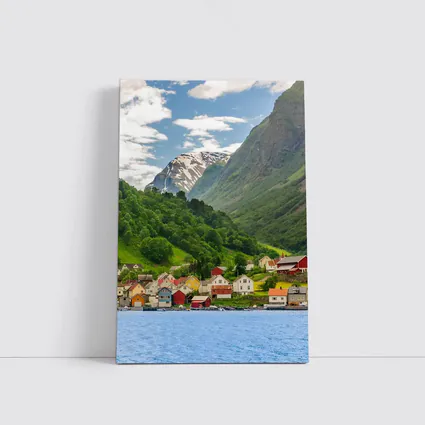 Norwegian Fjord Village Green Mountain Landscape