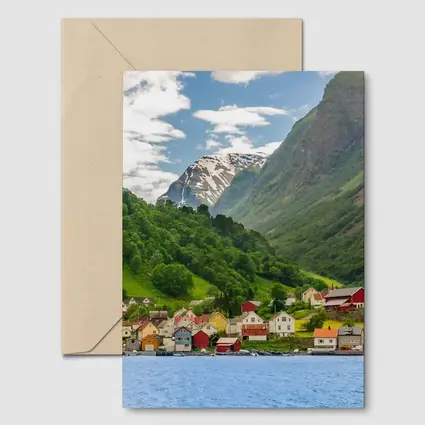 Norwegian Fjord Village Green Mountain Landscape