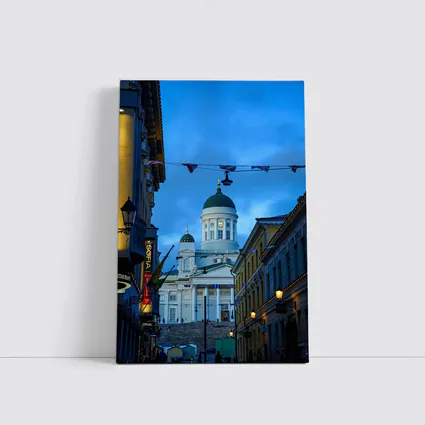 Helsinki Cathedral Green Dome Blue Dusk