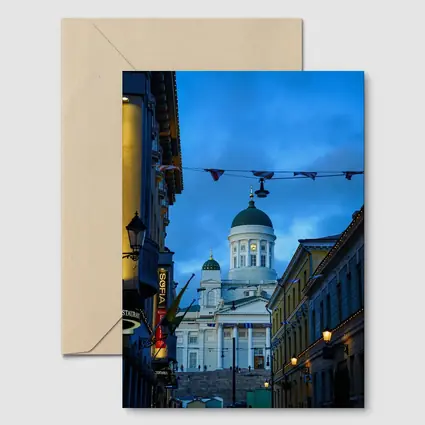 Helsinki Cathedral Green Dome Blue Dusk