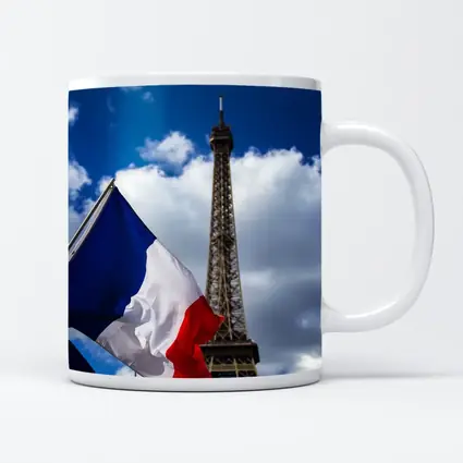 French Flag Eiffel Tower Paris Blue Sky